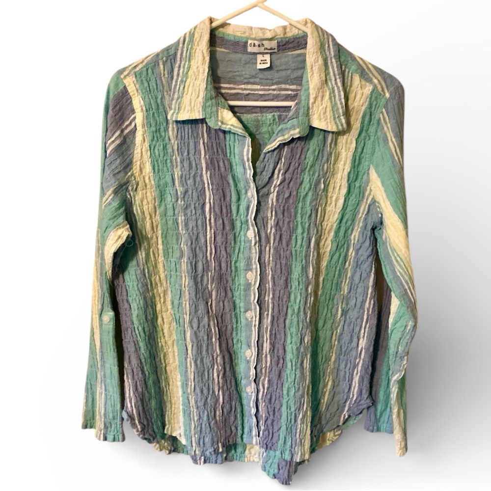 Striped Multicolor Button-Up Blouse